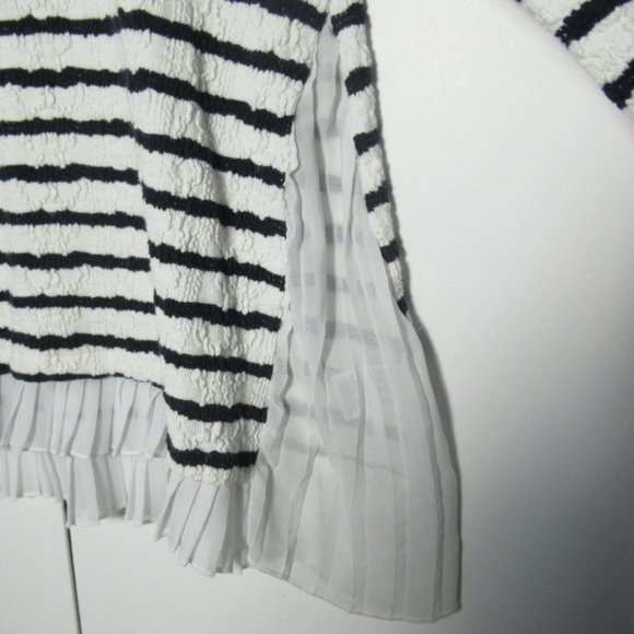 Anthropologie Postmark Striped Textured Sweater Top Black White Striped Medium - Picture 6 of 11